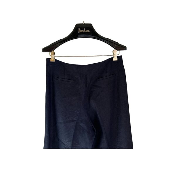 CHARLOTTE BRODY Cropped Pants Wide Leg Linen Lined Zip Navy Blue Size 8 - Picture 6 of 9